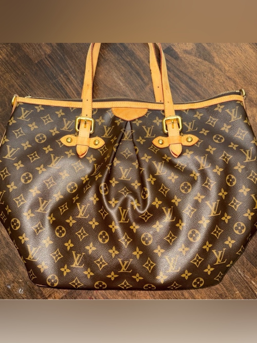 Louis Vuitton Monogram Canvas Brown with Tan Trim Tote